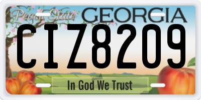 GA license plate CIZ8209