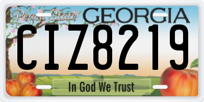 GA license plate CIZ8219