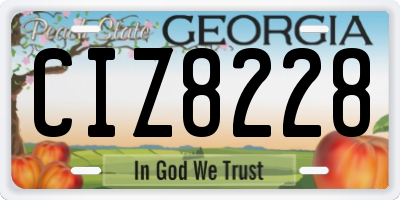 GA license plate CIZ8228