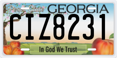 GA license plate CIZ8231