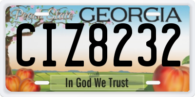 GA license plate CIZ8232