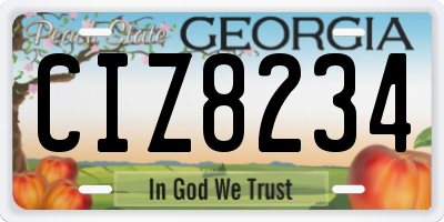 GA license plate CIZ8234