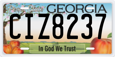 GA license plate CIZ8237
