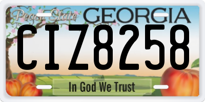 GA license plate CIZ8258