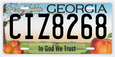 GA license plate CIZ8268