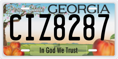 GA license plate CIZ8287