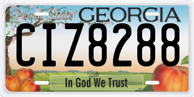 GA license plate CIZ8288