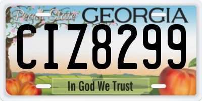 GA license plate CIZ8299