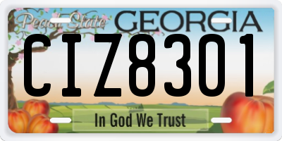 GA license plate CIZ8301