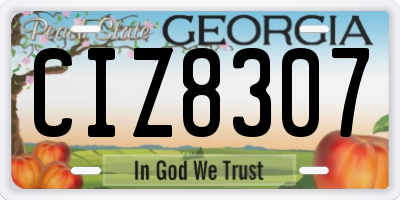 GA license plate CIZ8307