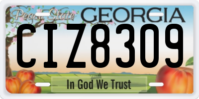 GA license plate CIZ8309