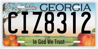GA license plate CIZ8312