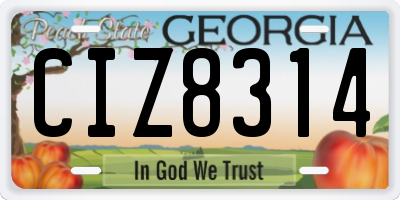 GA license plate CIZ8314