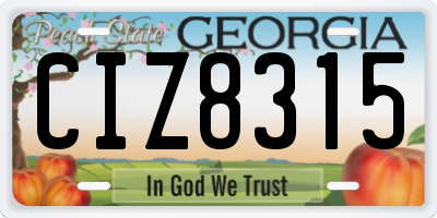 GA license plate CIZ8315