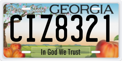 GA license plate CIZ8321