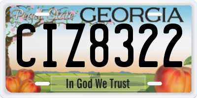 GA license plate CIZ8322