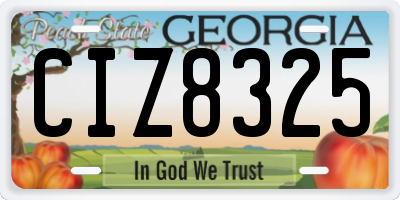 GA license plate CIZ8325
