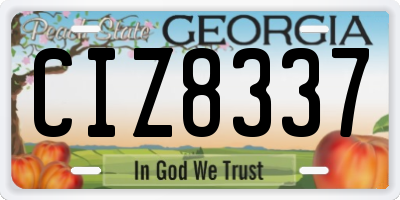 GA license plate CIZ8337