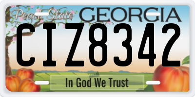 GA license plate CIZ8342