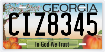 GA license plate CIZ8345