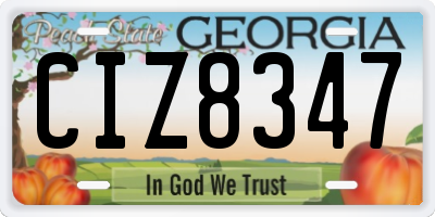 GA license plate CIZ8347