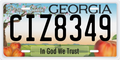 GA license plate CIZ8349