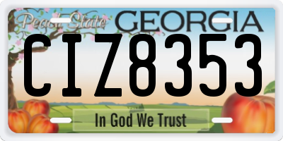 GA license plate CIZ8353