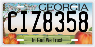 GA license plate CIZ8358