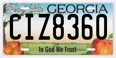 GA license plate CIZ8360
