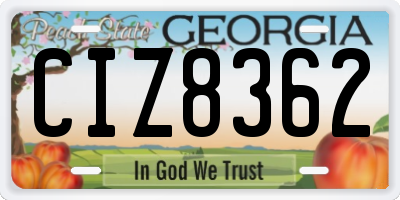 GA license plate CIZ8362