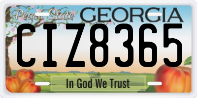 GA license plate CIZ8365