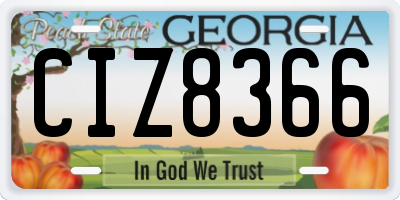 GA license plate CIZ8366