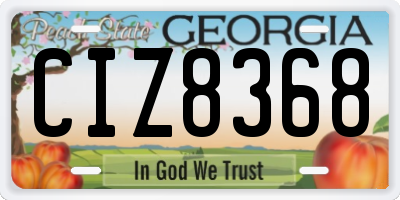 GA license plate CIZ8368
