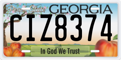 GA license plate CIZ8374