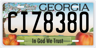 GA license plate CIZ8380