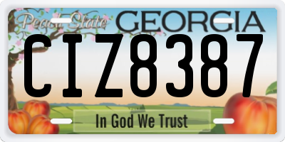 GA license plate CIZ8387