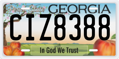 GA license plate CIZ8388