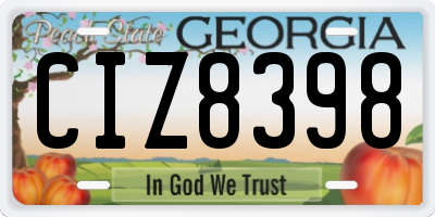 GA license plate CIZ8398