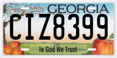 GA license plate CIZ8399