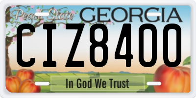 GA license plate CIZ8400