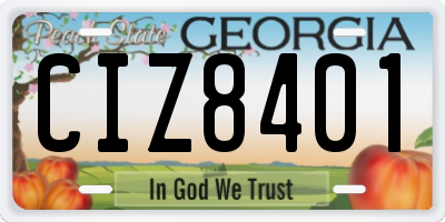 GA license plate CIZ8401