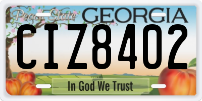 GA license plate CIZ8402