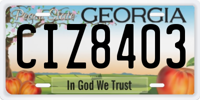 GA license plate CIZ8403