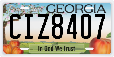 GA license plate CIZ8407