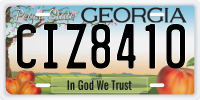 GA license plate CIZ8410