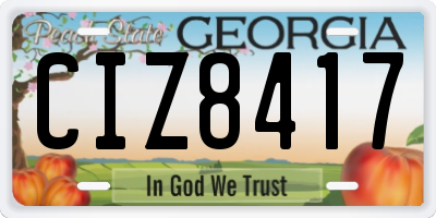GA license plate CIZ8417