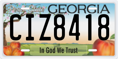 GA license plate CIZ8418