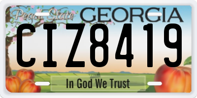 GA license plate CIZ8419