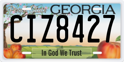GA license plate CIZ8427