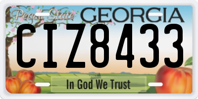 GA license plate CIZ8433
